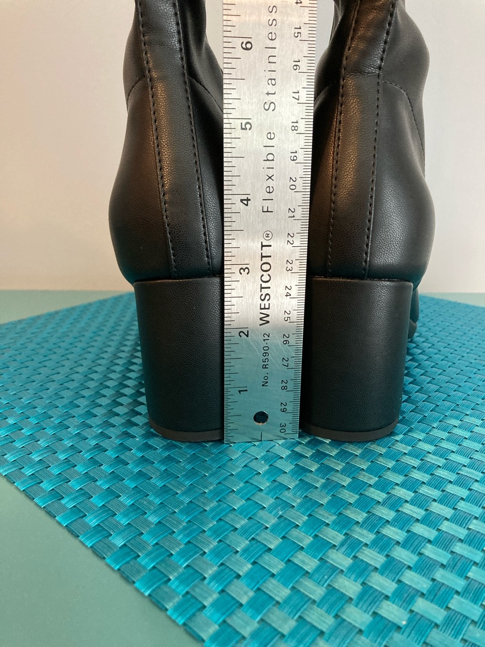 AEROSOLES Black Knee-High Block Heel Boots Faux Leather Women Size 8.5 - Picture 9 of 15